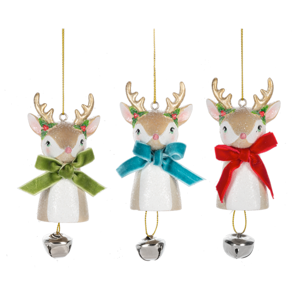 Vintage Reindeer  with Jingle Bell Ornament | Putti Christmas Celebrations Canada