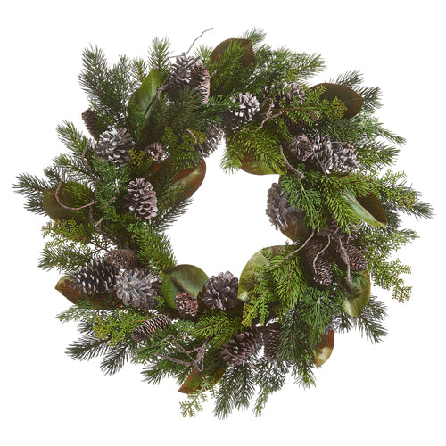 Whitewash Pinecone and Greenery Wreath  | Putti Christmas Canada