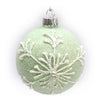 Frosted Green with White Snowflake Glass Ball Ornament