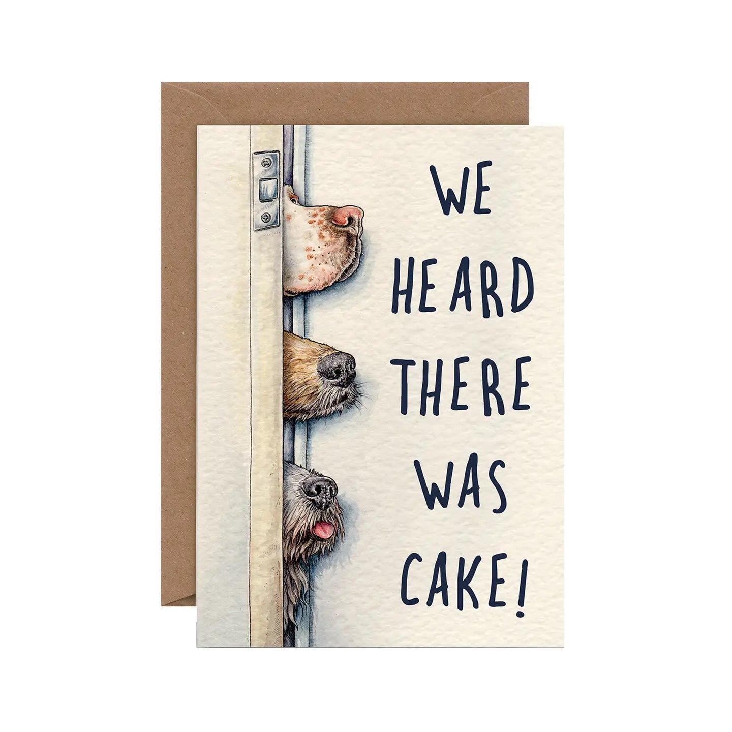 "We Heard There Was Cake" Dog Greeting Card | Putti Greeting Cards Canada 