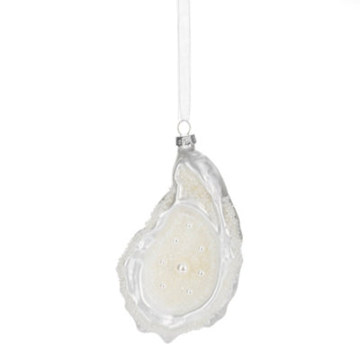 White Jeweled Sea Shell Ornament - Oyster | Putti Christmas