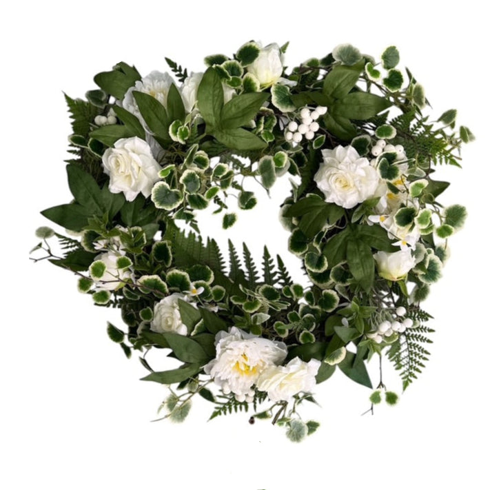 White Peony Rose Wreath  | Putti Fine Furnishings 