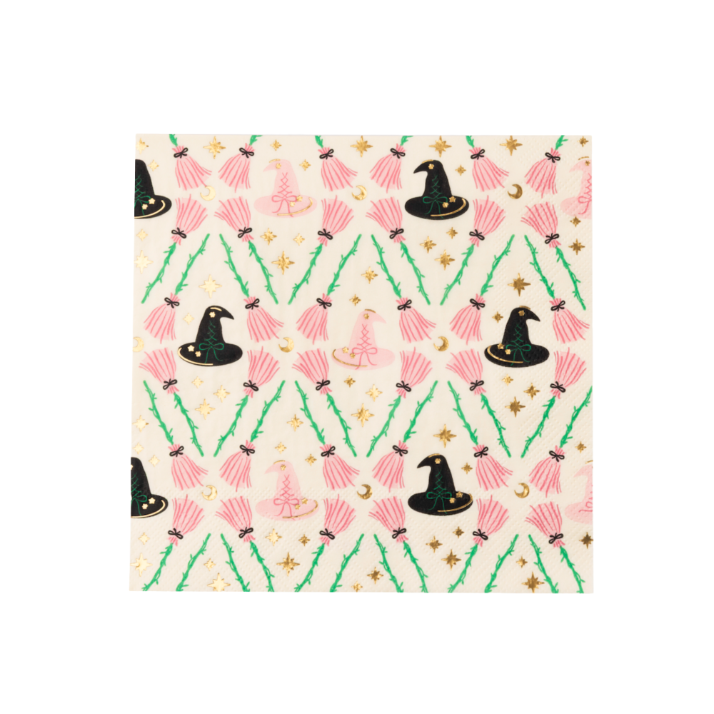 Witch Hat & Broom Large Paper Napkins | Putti Party Supplies 