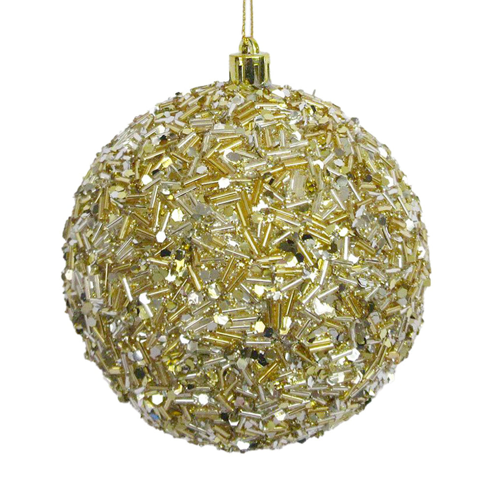 Champagne Gold Sequin and Bead Ornament | Putti Christmas Decorations 