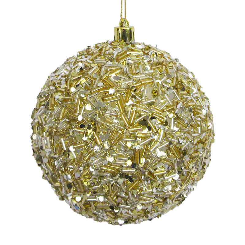Champagne Gold Sequin and Bead Ornament | Putti Christmas Decorations 