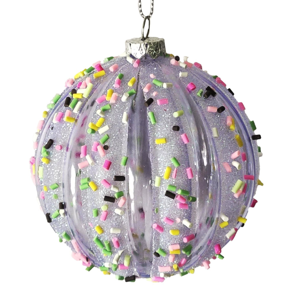 Purple with Sprinkles Ball Ornament 80mm | Putti Christmas Decorations 