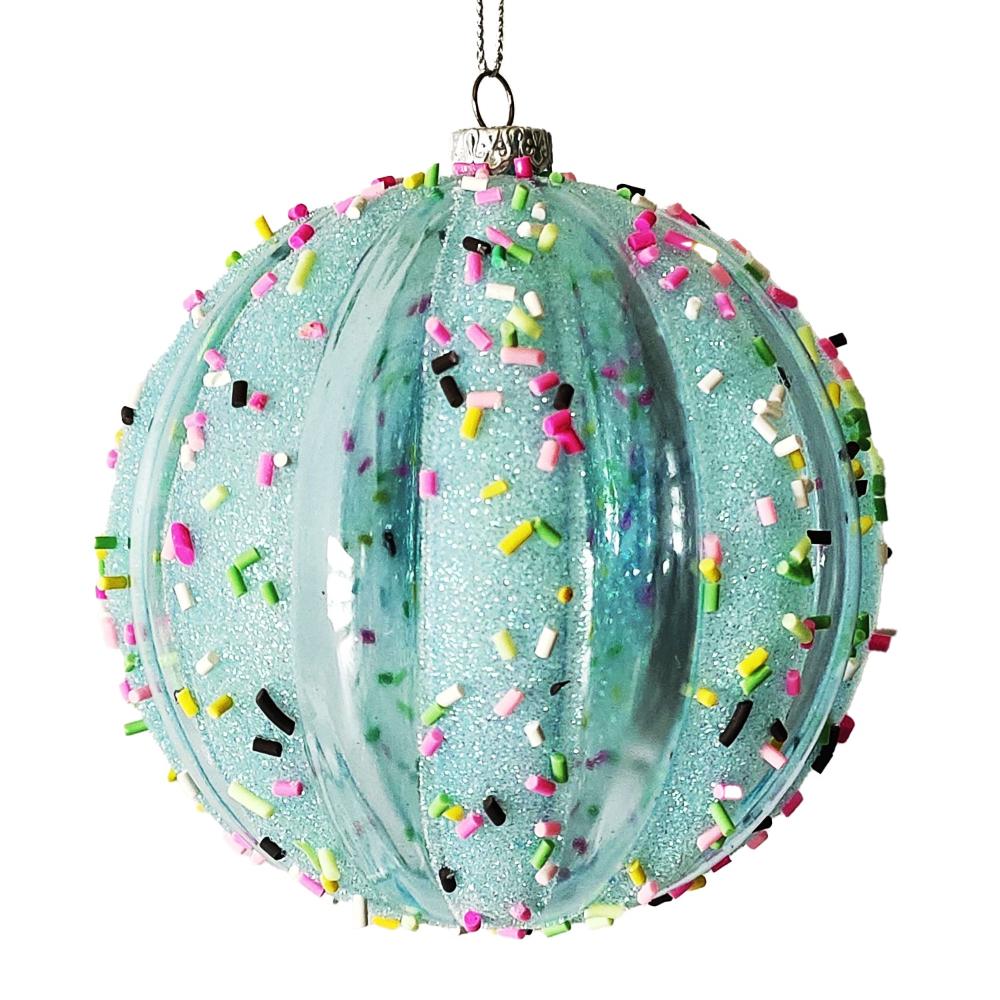 Aqua with Sprinkles Glass Ball Ornament | Putti Christmas 