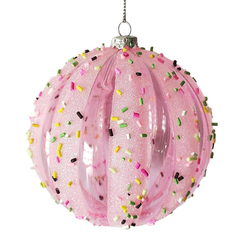 Pink with Sprinkles Glass Ball Ornament | Putti Christmas 