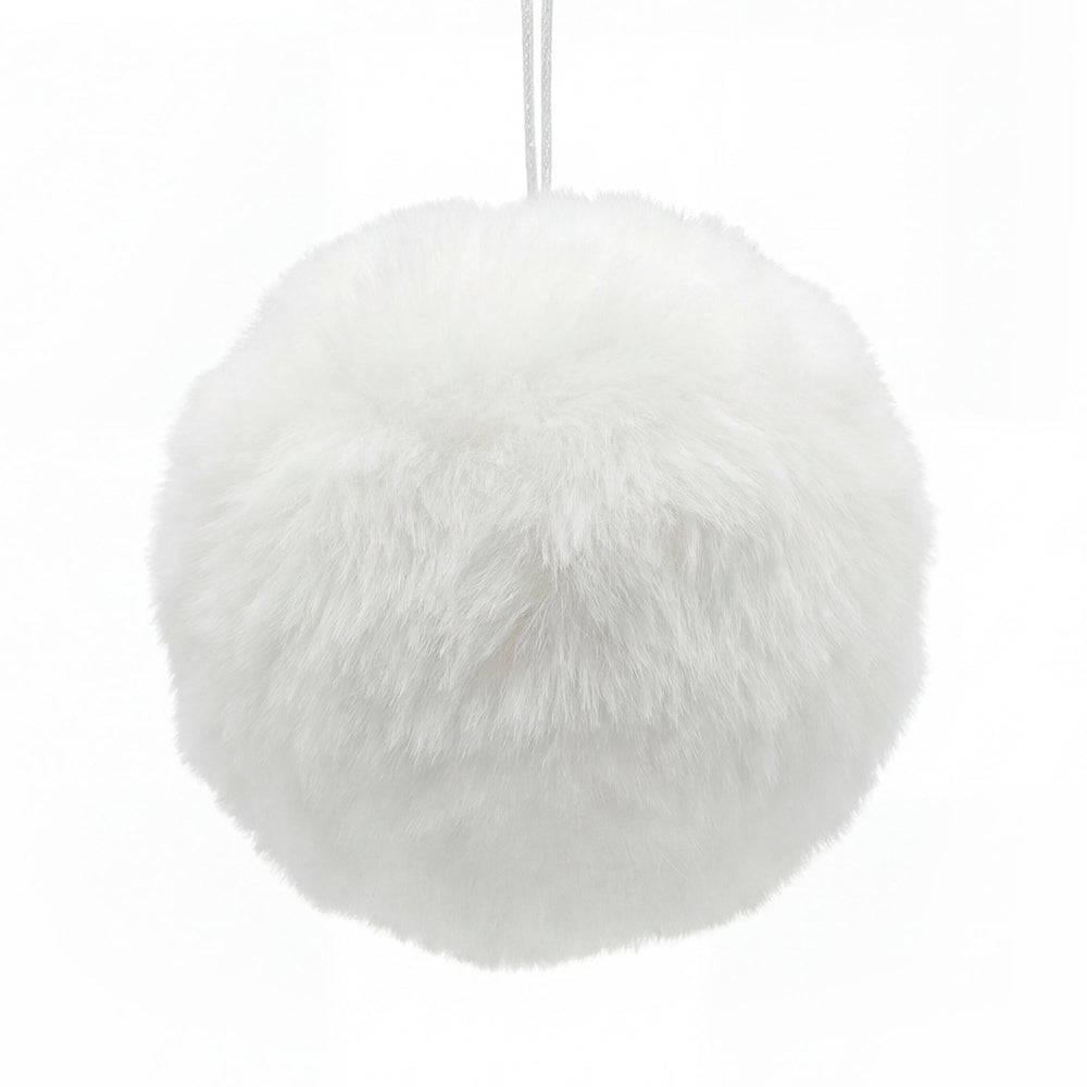 White Faux Fur Ball Ornament | Putti Christmas Decorations 