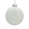 Pale Sage with Glittered Stripes Glass Ball Ornament