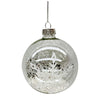 Transluscent Silver with White Snowflake Glass Ball Ornament