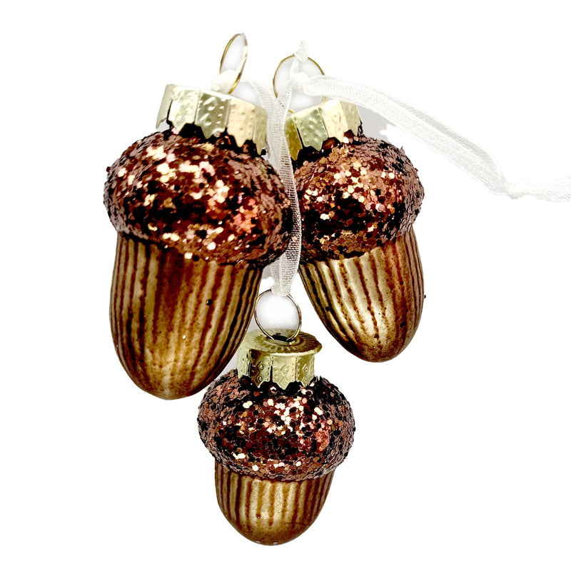 Brown Glass Acorn Ornament | Putti Christmas Decorations 
