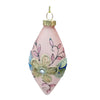 Pink with Pastel Floral Embroidery Glass Double Point Ornament | Putti Christmas