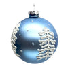 Matte Blue with White Tree Glass Ball Ornament | Putti Christmas Decorations