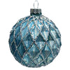 Matte Blue with Diamonds Glass Ball Ornament | Putti Christmas