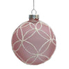 Pink Frost Geometric Floral Glass Ball Ornament
