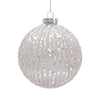 Pale Matte Pink with Ice Glitter Stripes Glass Ball Ornament