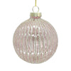 Clear Pink with Vertical Glitter Stripes Glass Ball Ornament  | Putti Christmas Decoration