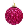 Matte Fuchsia Quilted Glass Ball Ornament | Putti Christmas Decorations