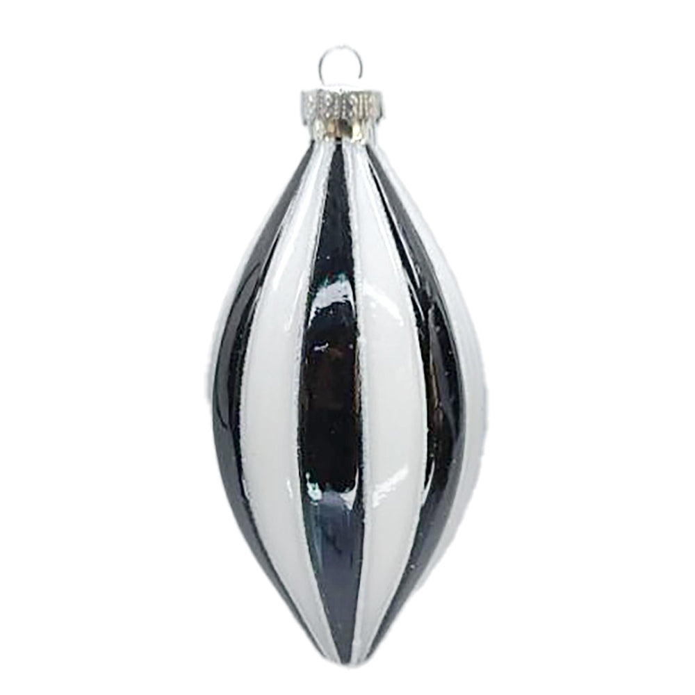 Black and White Glass Doublepoint Ornament | Putti Christmas Canada