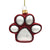 Red and White Paw Glass Ornament 
