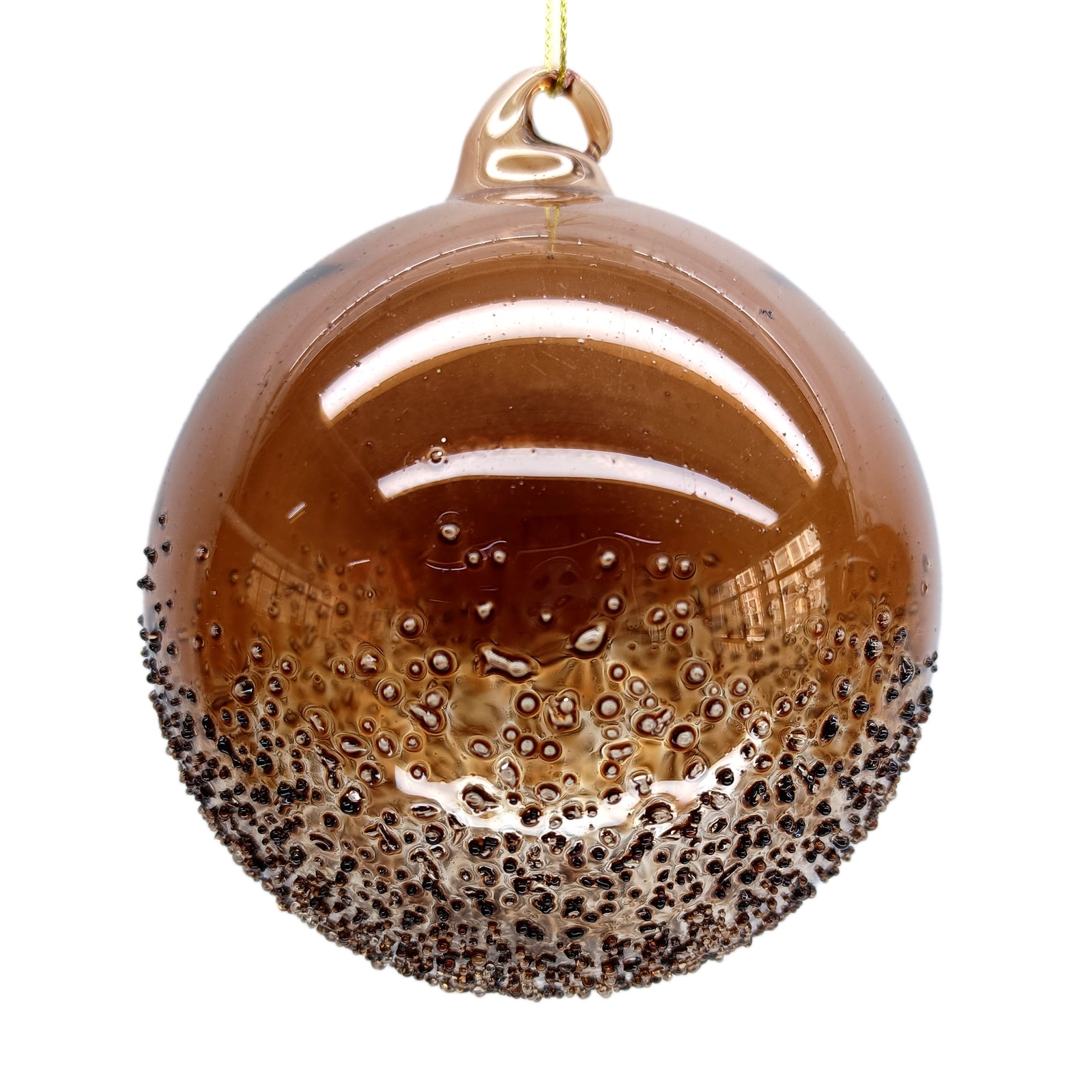 Clear Coffee Half Frosted Glass Ball Ornament
