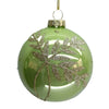 Shinny Green with Glitter Leaf Glass Ball  Ornament | Putti Christmas Decotrations