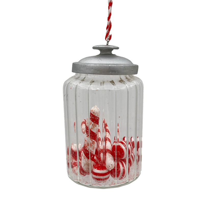 Peppermint Candy Jar Glass Ornament