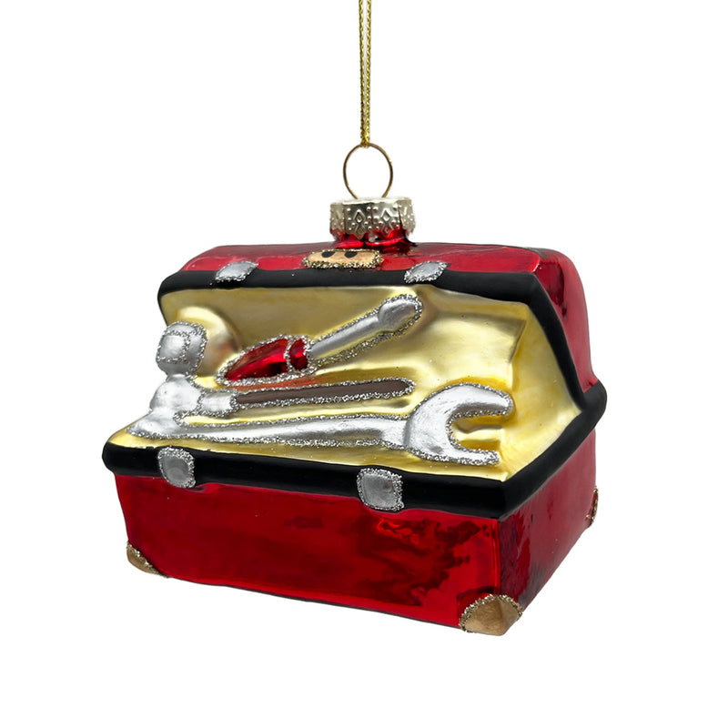 Toolbox Glass Ornament