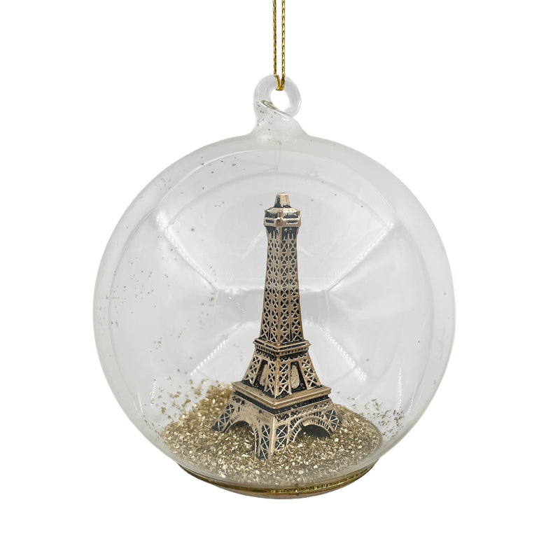 Eiffel Tower Glass Ball Ornament