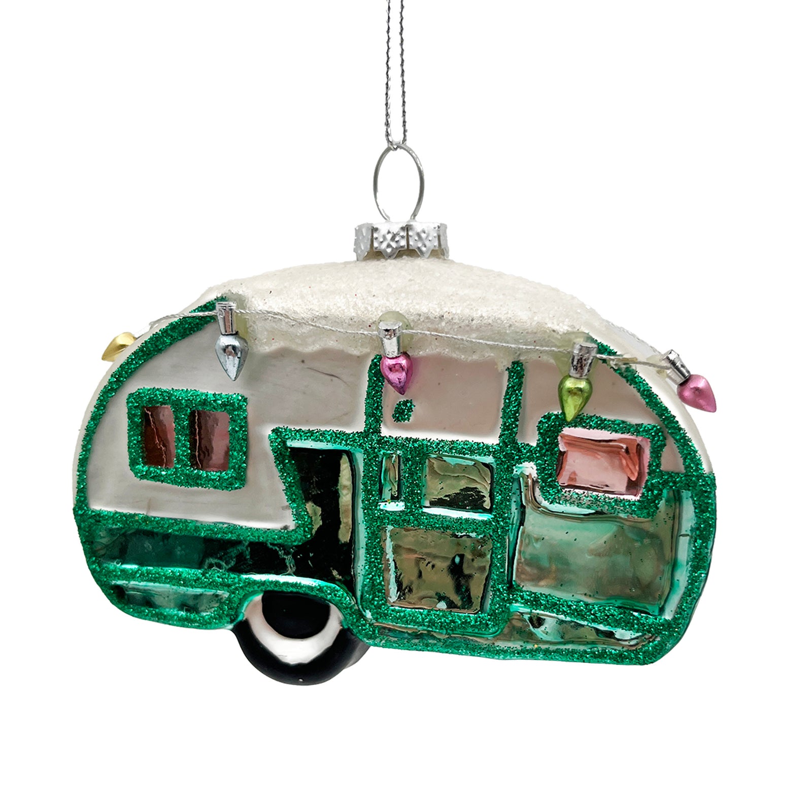 Retro Camper with Lights Glass Ornament | Putti Christmas Decorations 