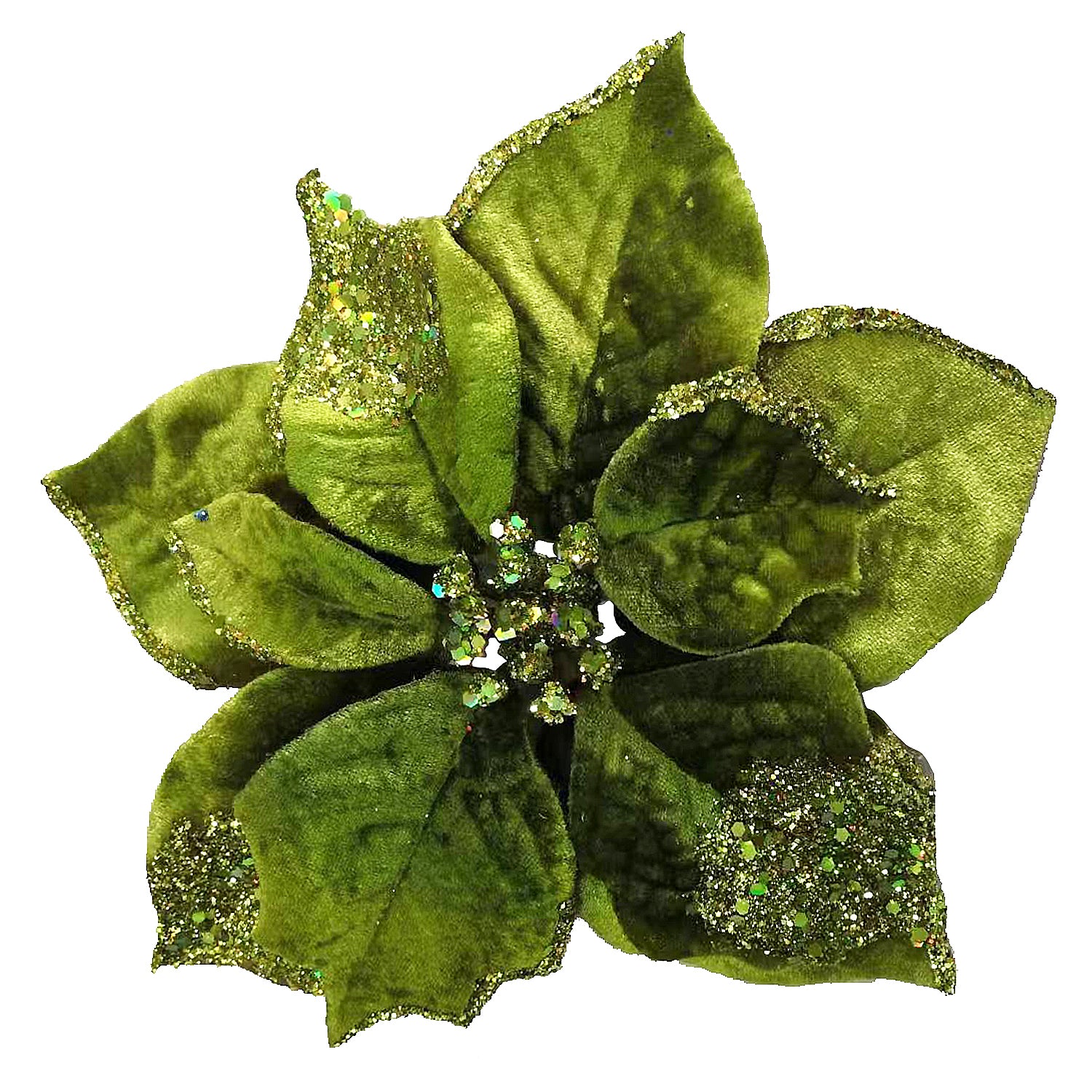 Chartreuse Green Velvet Poinsettia Head with Cliip