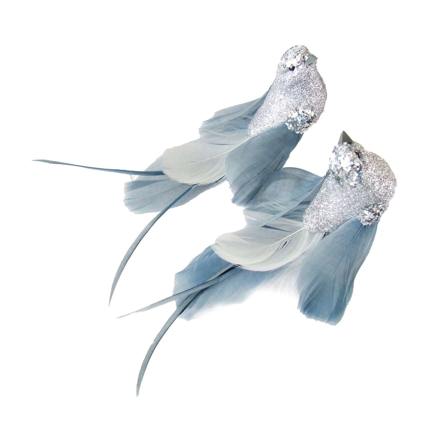 Silver Glitter Bird with Clip