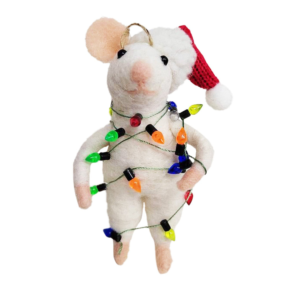 "Retro Ralph" Felt Mouse Ornament | Putti Christmas Decorations 