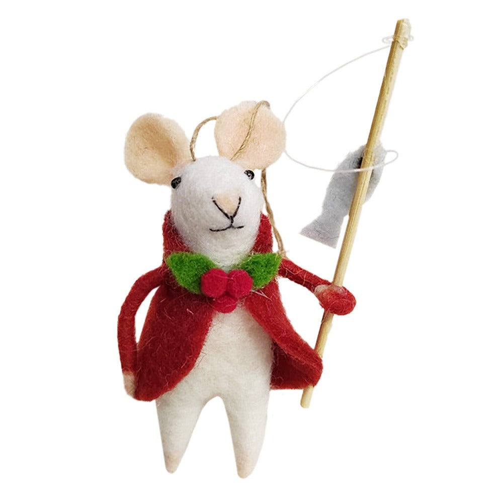 Go Fishing Felt Mouse Ornament  Putti christmas Decorations - Putti Fine  Furnishings