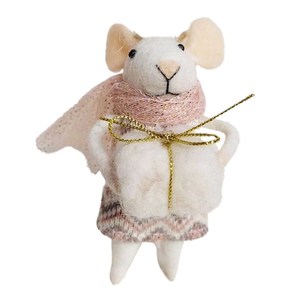 Mouse with Gift Felt Ornament | Putti Christmas Decorations 