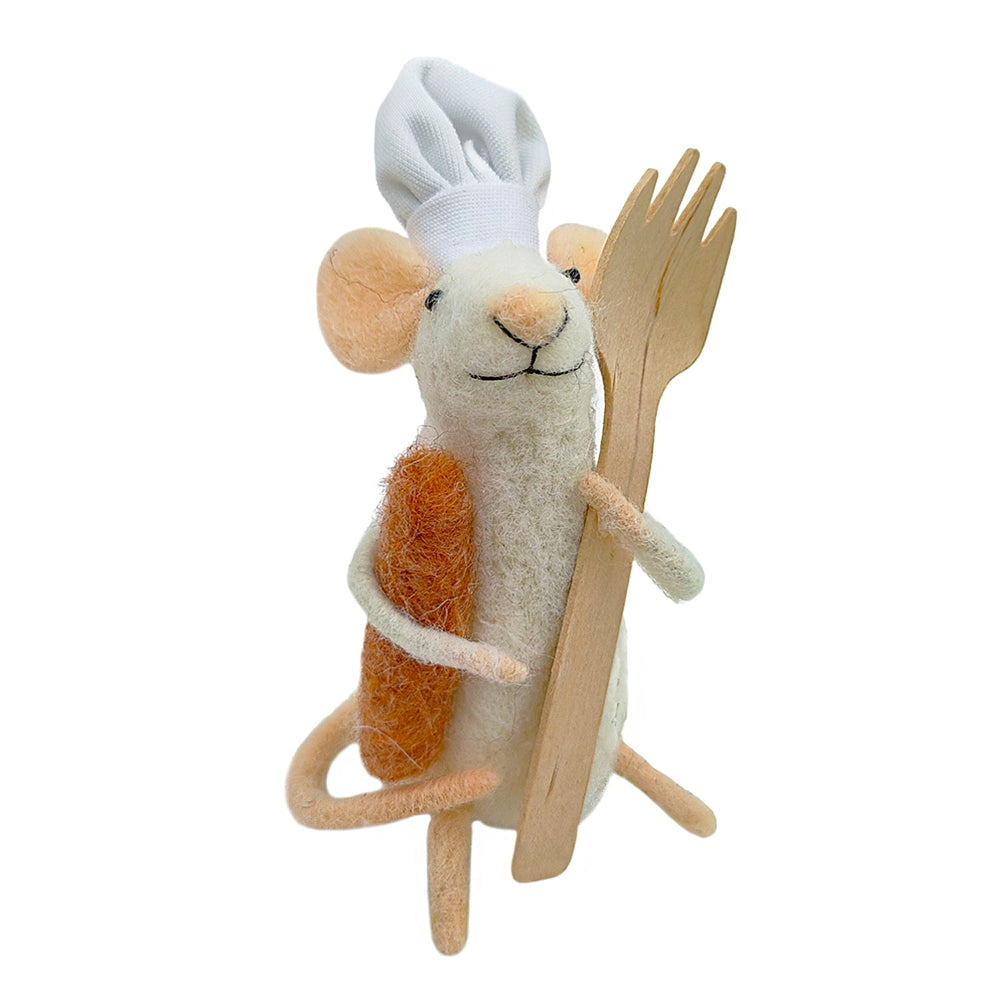 "Chef Claude" Felt Mouse Ornament | Putti Decorations 