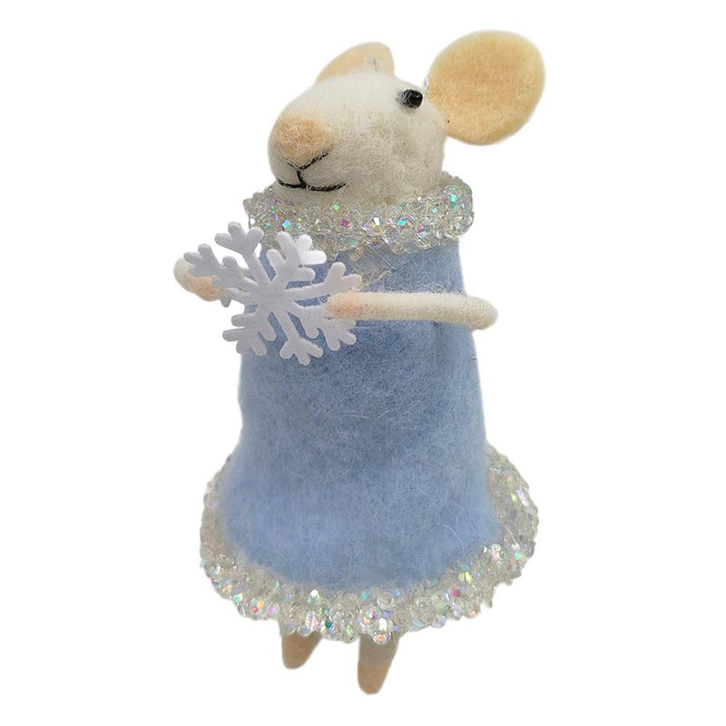 "Ice Blue Bella" Felt Mouse Ornament | Putti Christmas Decorations 