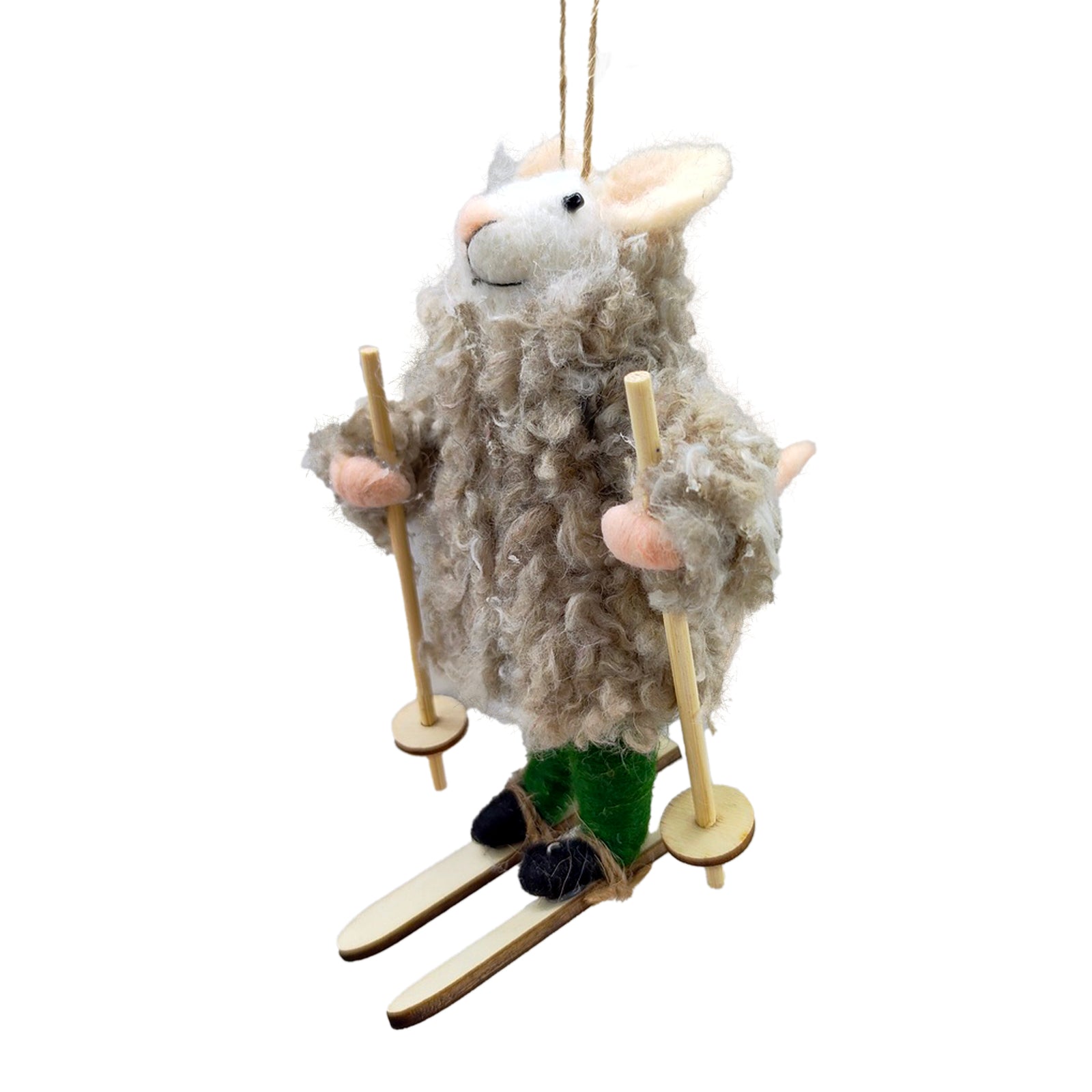 "Wooly Will" Sking Felt Mouse Ornament | Putti Christmas Decorations 