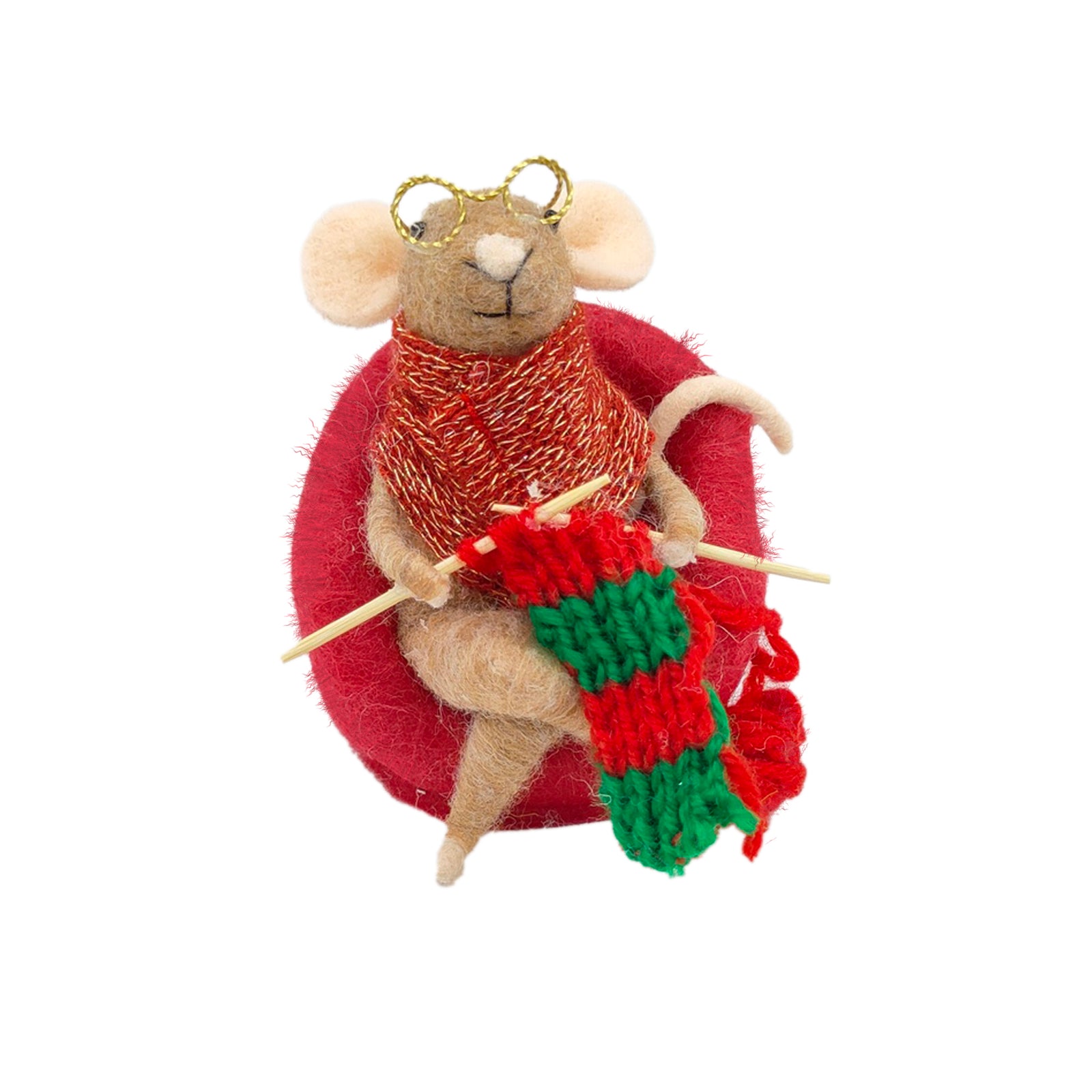 "Knitting Nancy" Felt Mouse Ornament