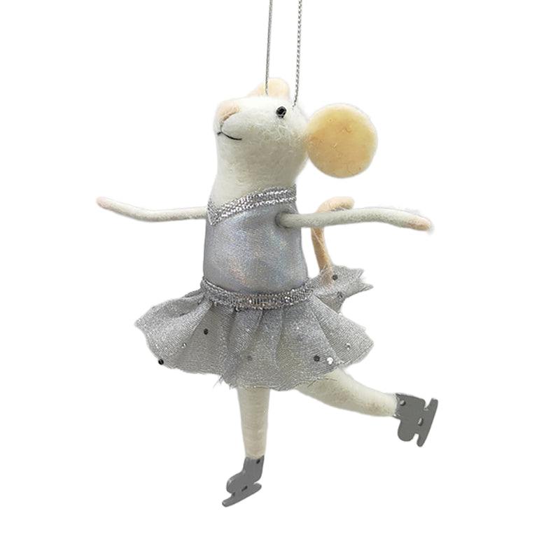 "Skating Sue" Felt Mouse Ornament