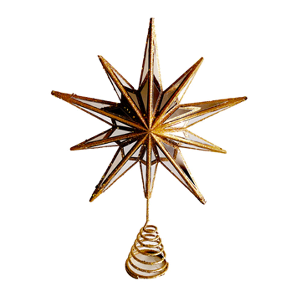 Gold Convex Mirror Star Tree Topper