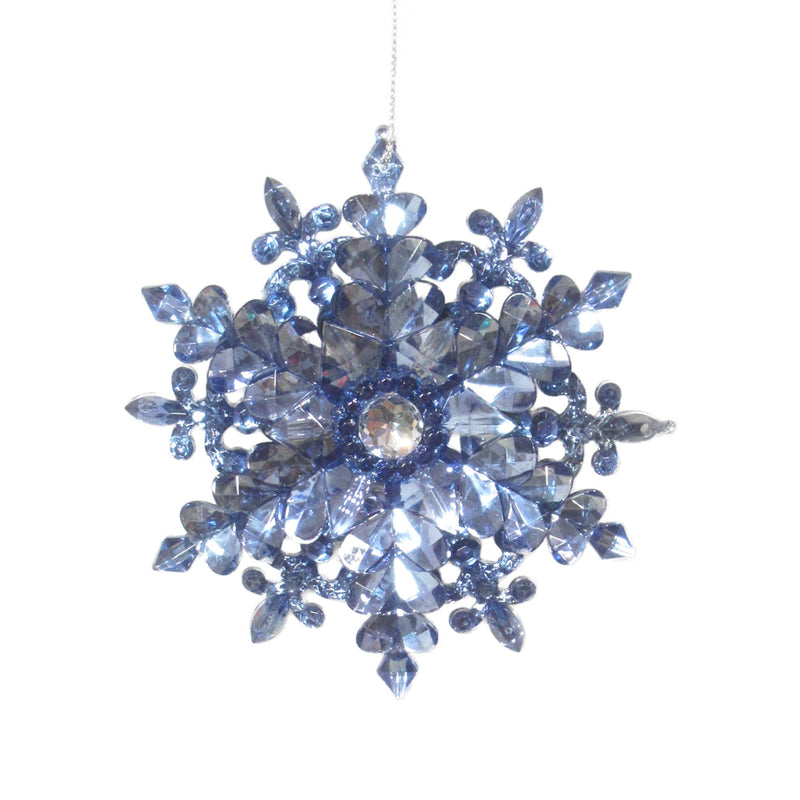 Dark Blue with Shiny Silver Back Snowflake Ornament | Putti Christmas 