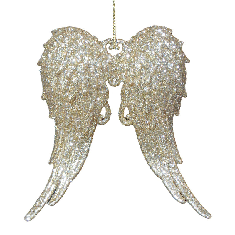 Champagne Glitter Angel Wing Ornament | Putti Christmas Decorations 