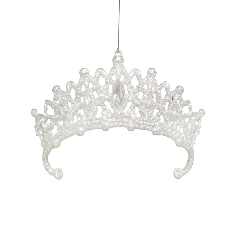 Bright Silver Spangle Glitter Crown with Clear Jewel Ornament | Putti Christmas 