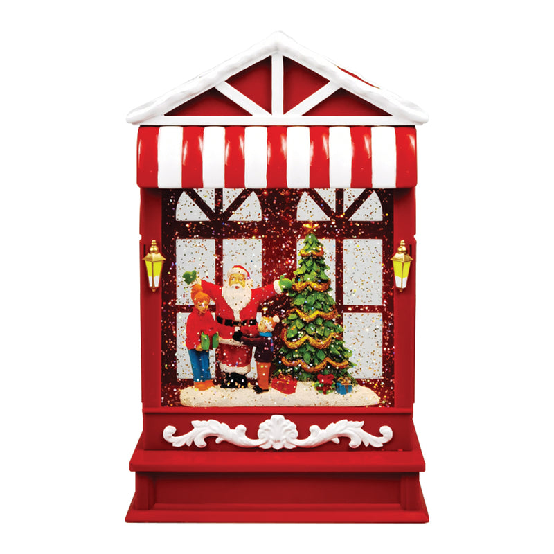 Santa and Tree Perpetual Snow LED House Lantern