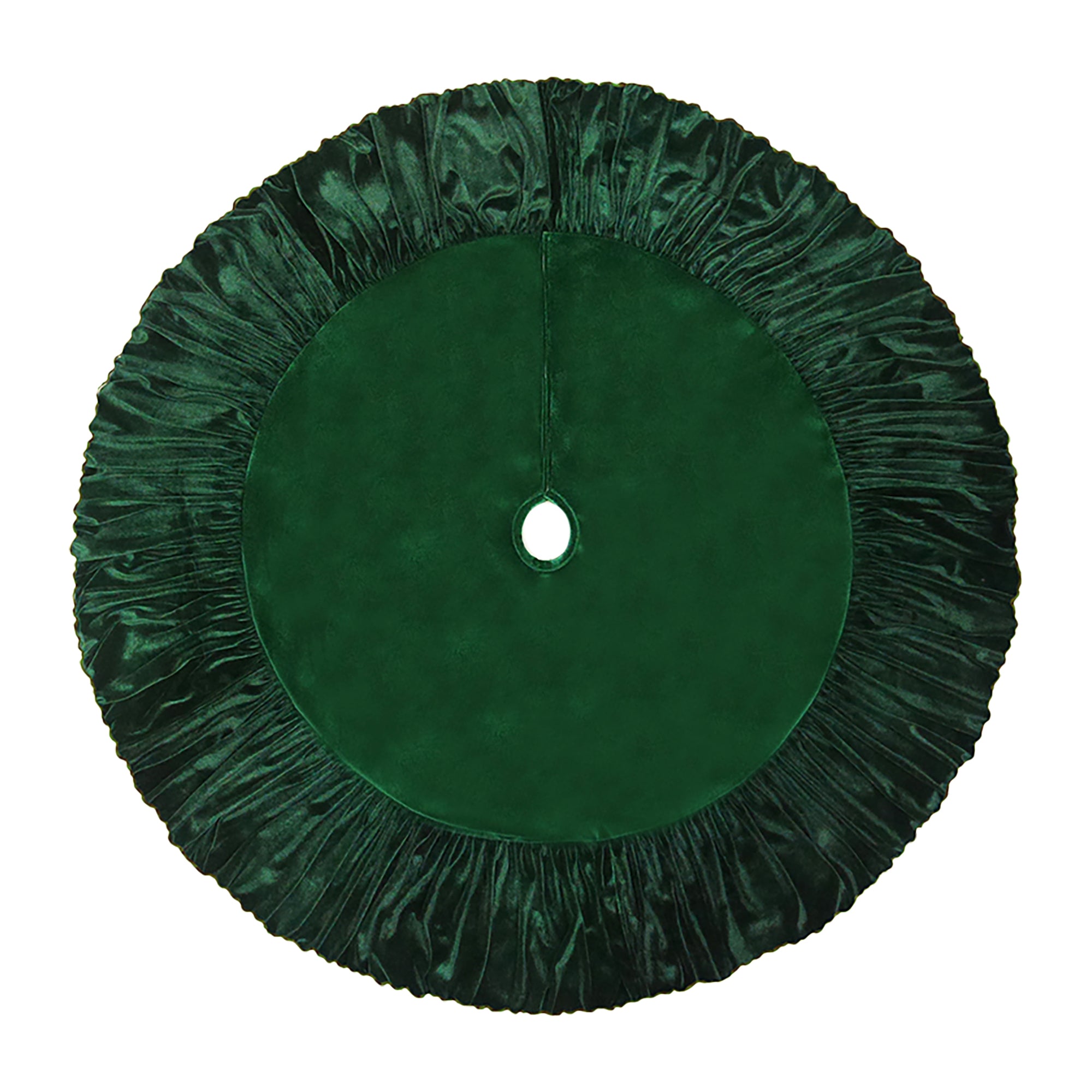 Emerald Green Velvet Tree Skirt with Ruched Border | Putti Christmas Canada