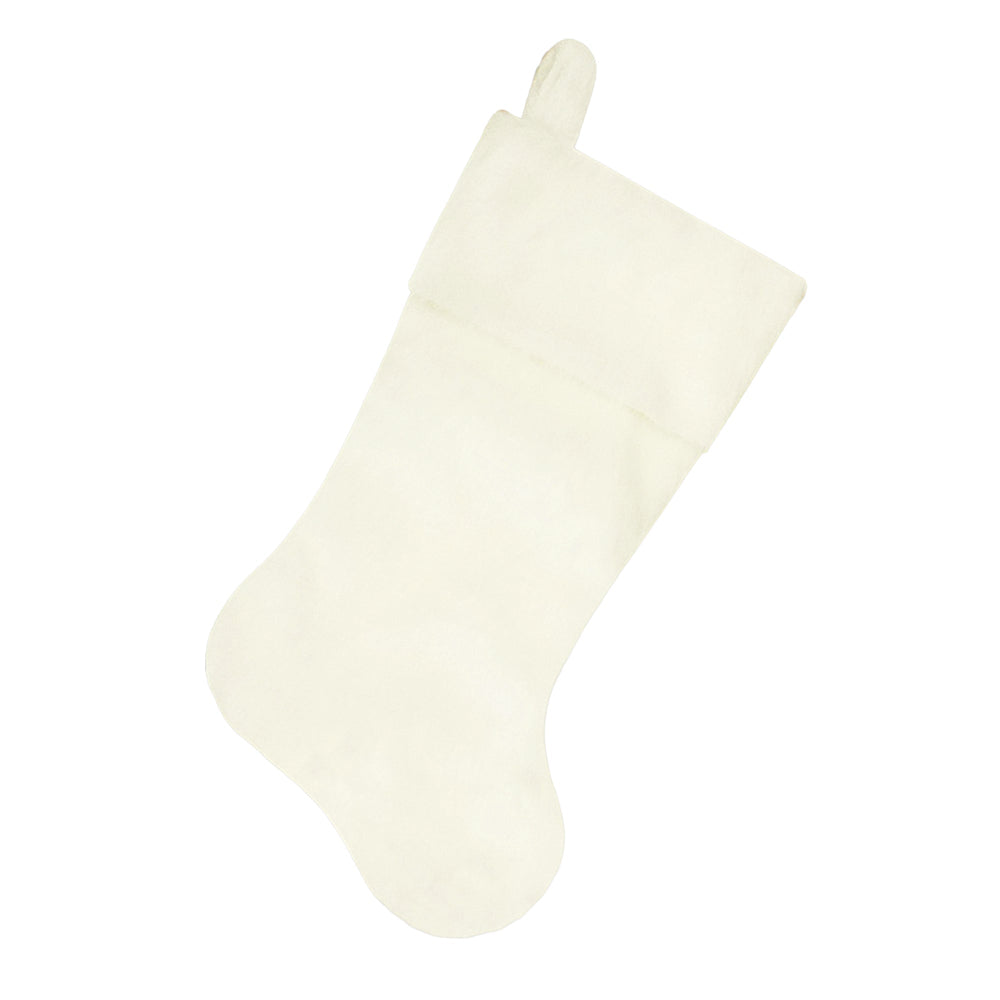 Off White Faux Fur Stocking | Putti Christmas Decor 
