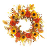 Fall Wreath with Sunflowers and Velvet Pumpkins | Putti Autumn Decor