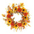 Fall Wreath with Sunflowers and Velvet Pumpkins